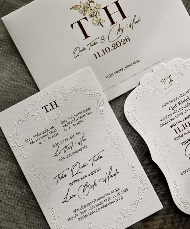 Dịch vụ in thiệp cưới luxury ép kim dập nổi cao cấp tại Pleiku Gia Lai